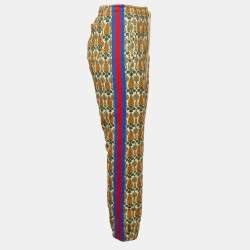  Gucci Multicolor Garden Print Felted Cotton Joggers XS