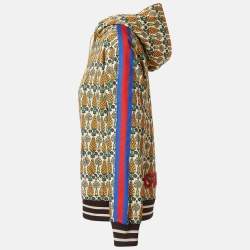 Gucci Multicolor Garden Print Felted Cotton Hoodie XS