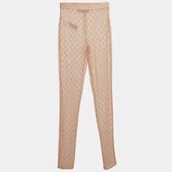 Gucci Beige GG web Embroidered Tulle Sheer Leggings XS
