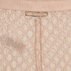 Gucci Beige GG web Embroidered Tulle Sheer Leggings XS
