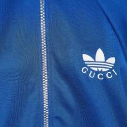 Pre Owned Gucci X Adidas Blue Logo Embroidered Jersey Performance Jacket M