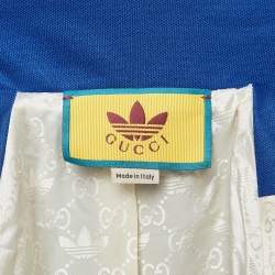 Pre Owned Gucci X Adidas Blue Logo Embroidered Jersey Performance Jacket M
