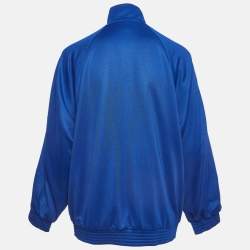 Pre Owned Gucci X Adidas Blue Logo Embroidered Jersey Performance Jacket M
