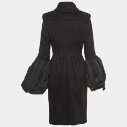  Louis Vuitton Black Wool Blend Detachable Sleeves Coat M