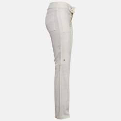 Pre Owned Gucci White Linen Cargo Trousers XS