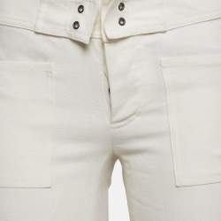 Pre Owned Gucci White Linen Cargo Trousers XS
