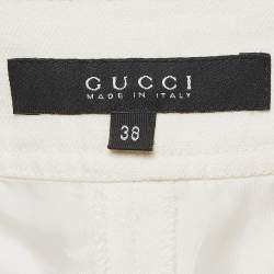 Pre Owned Gucci White Linen Cargo Trousers XS