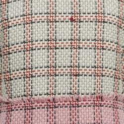 Pre Owned Gucci Pink Tweed Lurex Damier Sheath Dress M
