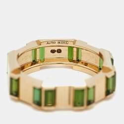 Gucci Link to Love Tourmaline 18k Yellow Gold Band Ring Size 52