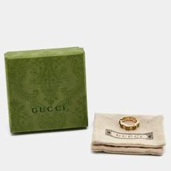 Gucci Link to Love Tourmaline 18k Yellow Gold Band Ring Size 52