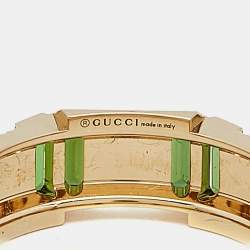 Gucci Link to Love Tourmaline 18k Yellow Gold Band Ring Size 52