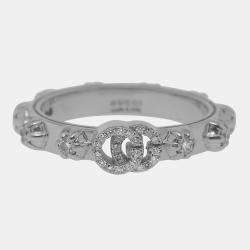 Gucci GG Running 18K White Gold Diamond Band Ring Sz. 6.5