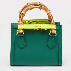 Gucci Green Leather Mini Diana Tote