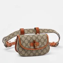 Gucci Beige/Tan GG Supreme Canvas and Leather Bamboo 1947 Belt Bag
