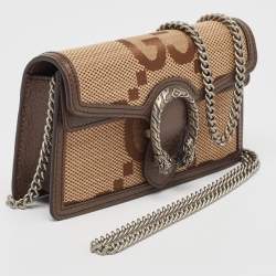 Pre Owned Gucci Brown Jumbo GG Canvas and Leather Super Mini Dionysus Shoulder Bag