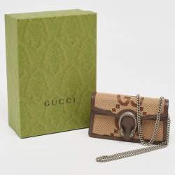 Pre Owned Gucci Brown Jumbo GG Canvas and Leather Super Mini Dionysus Shoulder Bag