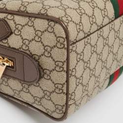 Gucci Beige/Ebony GG Supreme Canvas Small Ophidia Boston Bag