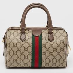 Gucci Beige/Ebony GG Supreme Canvas Small Ophidia Boston Bag