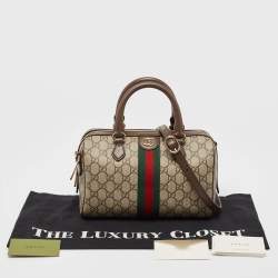 Gucci Beige/Ebony GG Supreme Canvas Small Ophidia Boston Bag