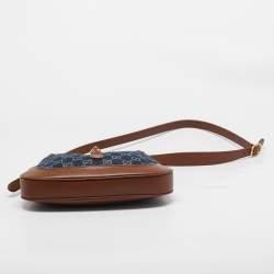 Pre Owned Gucci Blue/Brown GG Denim and Leather Small Jackie 1961 Hobo