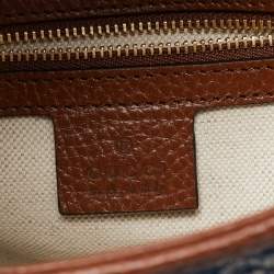 Pre Owned Gucci Blue/Brown GG Denim and Leather Small Jackie 1961 Hobo