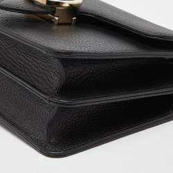 Pre Owned Gucci Black Leather Dollar Interlocking G Crossbody Bag