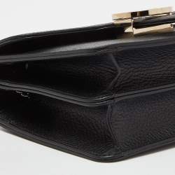 Pre Owned Gucci Black Leather Dollar Interlocking G Crossbody Bag