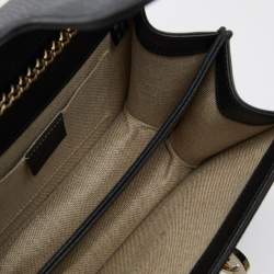 Pre Owned Gucci Black Leather Dollar Interlocking G Crossbody Bag