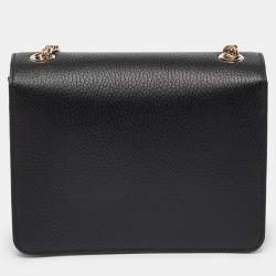 Pre Owned Gucci Black Leather Dollar Interlocking G Crossbody Bag