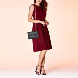 Pre Owned Gucci Black Leather Dollar Interlocking G Crossbody Bag