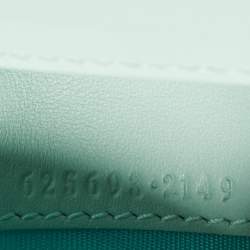 Pre Owned Gucci Light Mint Green Matelassé Leather GG Marmont Compact Wallet on Chain
