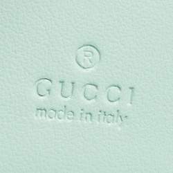 Gucci Light Mint Green Matelassé Leather GG Marmont Compact Wallet on Chain