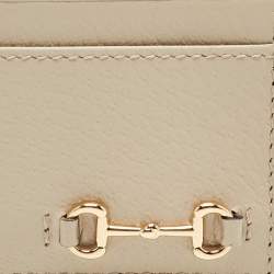 Pre Owned Gucci Beige Leather Horsebit Card Holder
