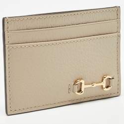 Pre Owned Gucci Beige Leather Horsebit Card Holder