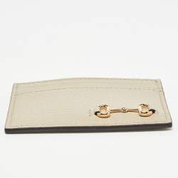 Pre Owned Gucci Beige Leather Horsebit Card Holder
