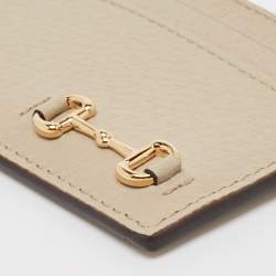 Pre Owned Gucci Beige Leather Horsebit Card Holder