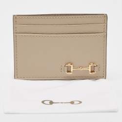 Pre Owned Gucci Beige Leather Horsebit Card Holder