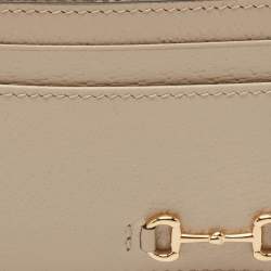 Pre Owned Gucci Beige Leather Horsebit Card Holder