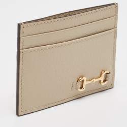 Pre Owned Gucci Beige Leather Horsebit Card Holder