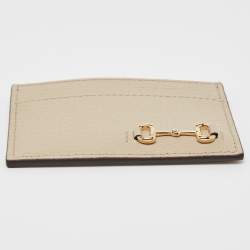 Pre Owned Gucci Beige Leather Horsebit Card Holder
