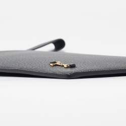 Pre Owned Gucci Black Leather Horsebit Slim Wristlet Clutch