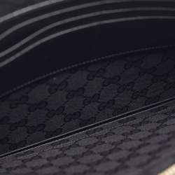 Pre Owned Gucci Black Leather Horsebit Slim Wristlet Clutch