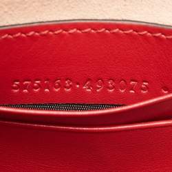 Pre Owned Gucci red Matelasse Leather Mini GG Marmont Bucket Bag