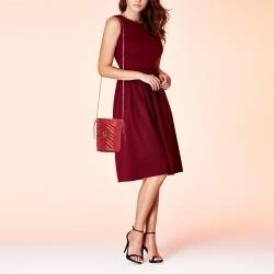 Pre Owned Gucci red Matelasse Leather Mini GG Marmont Bucket Bag