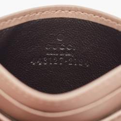 Gucci Dusty Pink Matelassé Leather GG Marmont Card Holder