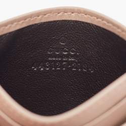 Gucci Dusty Pink Matelassé Leather GG Marmont Card Holder