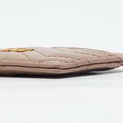 Gucci Dusty Pink Matelassé Leather GG Marmont Card Holder