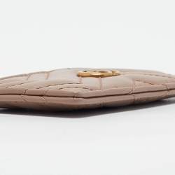 Gucci Dusty Pink Matelassé Leather GG Marmont Card Holder