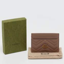 Gucci Dusty Pink Matelassé Leather GG Marmont Card Holder