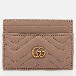 Gucci Dusty Pink Matelassé Leather GG Marmont Card Holder